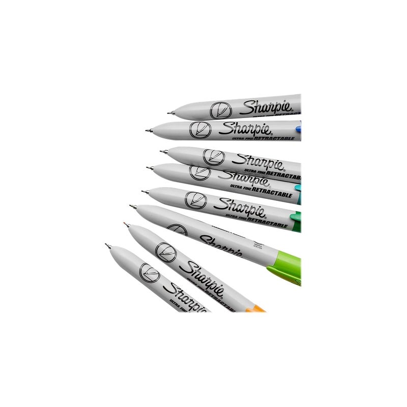 SHARPIE Retractable Permanent Markers, Ultra Fine Tip, Assorted, 8/Pack (1742025) - Image 4